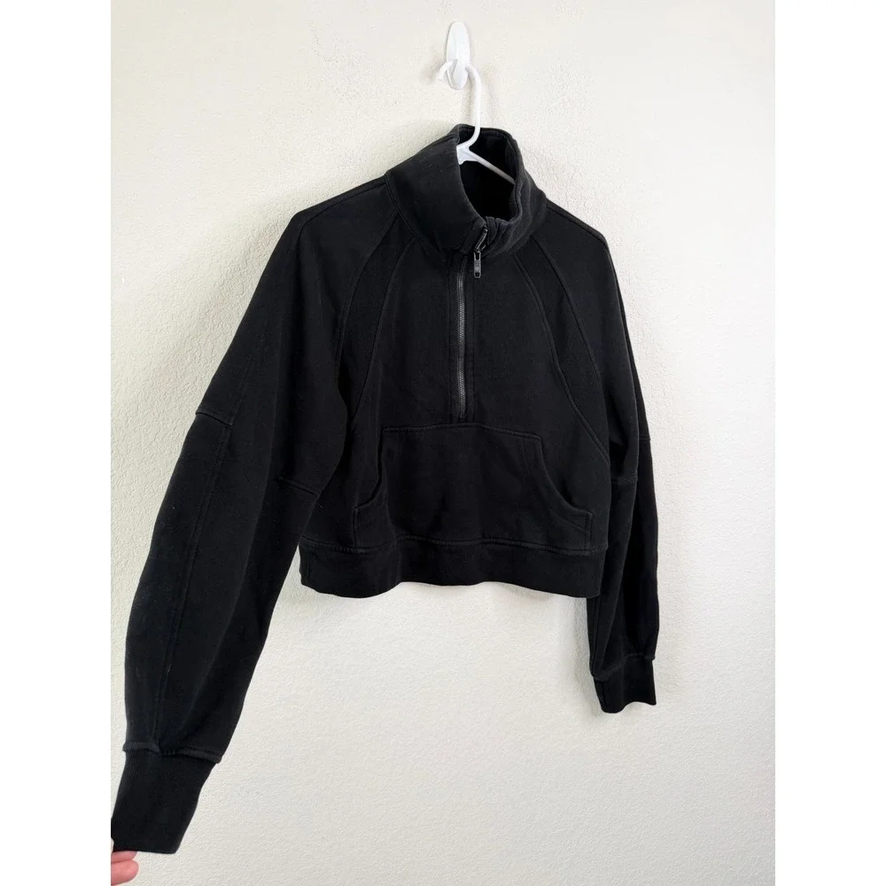 Lululemon Scuba Oversized Funnel Neck Half Zip Crop Sweatshirt Black XS/S